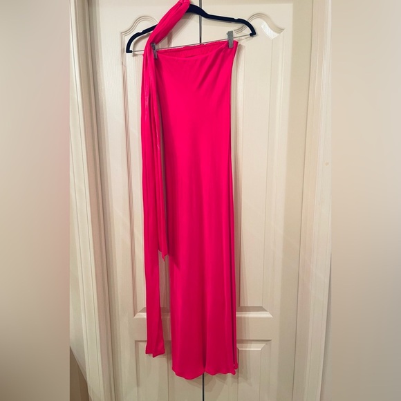 Anthropologie BHLDN Strapless Satin Midi Slip Dress w/ Scarf - Size XXS - Picture 8 of 10